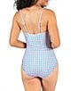 Janela Bay Sunburst Square Neck Faux Tie Bow Shoulder Straps Tank One Piece Swimsuit, Color:Sunburst - Image 2