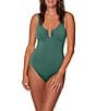 Jantzen Carmelita Solid Split V-Neck Tummy Control One Piece Swimsuit - Image 6
