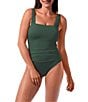 Jantzen Hilda Solid Lace-Up Shirred Tummy Control One Piece Swimsuit - Image 4
