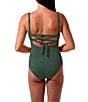Jantzen Hilda Solid Lace-Up Shirred Tummy Control One Piece Swimsuit - Image 1