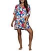 Jantzen Lanai V-Neck Flutter Sleeves Tunic Swim Cover-Up, Color:Multi - Image 1