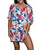 Jantzen Lanai V-Neck Flutter Sleeves Tunic Swim Cover-Up, Color:Multi - Image 4