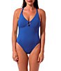 Jantzen Paris Solid Ring V-Neck Tummy Control One Piece Swimsuit - Image 1
