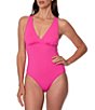 Jantzen Patty Solid V-Neck Tummy Control Surplice One Piece Swimsuit - Image 1