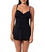 Jantzen Sol Sweetheart Neck Tummy Control Flirty Swimdress, Color:Black - Image 1
