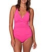 Jantzen Solid Amelie Surplice V-Neck Underwire Tummy Control Wrap One Piece Swimsuit - Image 4