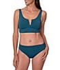 Jantzen Solid Split V-Neck Underwire Midkini Swim Top - Image 3