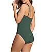 Jantzen Solid Surplice V-Neck Tummy Control Shirred One Piece Swimsuit, Color:Goddess Green - Image 2