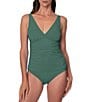Jantzen Solid V-Neck Tie Back Underwire Tankini Swim Top & Solid Skort Swim Bottom - Image 1