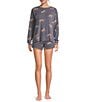 Jasmine & Ginger Cheetah Print Long Sleeve Crew Neck Coordinating Knit Sleep Top - Image 3