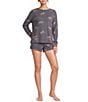 Jasmine & Ginger Cheetah Print Long Sleeve Crew Neck Coordinating Knit Sleep Top - Image 3