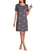 Jasmine & Ginger Cheetah Print Short Sleeve Crew Neck Knit Sleepshirt - Image 1