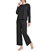 Jasmine & Ginger Dots Print Brushed Knit Long Sleeve Coordinating Sleep Top - Image 3