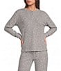 Jasmine & Ginger Grey Leopard Print Henley Long Sleeve Brushed Waffle Knit Coordinating Top - Image 1