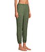 Color:Olive Heart - Image 3 - Heart Print Brushed Knit Elastic Waist Coordinating Sleep Joggers