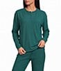 Jasmine & Ginger Henley Long Sleeve Brushed Waffle Knit Coordinating Top - Image 5