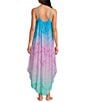 Color:Ombre Tie-dye - Image 2 - Ombre Tie-Dye Print Sleeveless Scoop Neck Woven Chemise