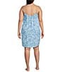 Jasmine & Ginger Plus Size Sleeveless Scoop Neck Woven Abstract Palms Chemise, Color:Abstract Palms - Image 2