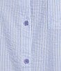Jasmine & Ginger Plus Size Striped Seersucker Short Sleeve Button Front Nightshirt, Color:Blue/White Stripe - Image 3