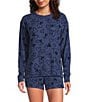 Jasmine & Ginger Scatter Hearts Print Long Sleeve Crew Neck Coordinating Knit Sleep Top, Color:Scatter Hearts - Image 1
