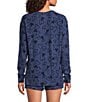 Jasmine & Ginger Scatter Hearts Print Long Sleeve Crew Neck Coordinating Knit Sleep Top, Color:Scatter Hearts - Image 2