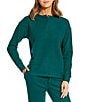 Jasmine & Ginger Solid Brushed Waffle Long Sleeve Henley Coordinating Sleep Top, Color:Botanical Green - Image 1