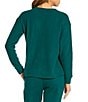Jasmine & Ginger Solid Brushed Waffle Long Sleeve Henley Coordinating Sleep Top, Color:Botanical Green - Image 2