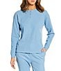 Jasmine & Ginger Solid Brushed Waffle Long Sleeve Henley Coordinating Sleep Top, Color:Dusk Blue - Image 1