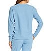 Jasmine & Ginger Solid Brushed Waffle Long Sleeve Henley Coordinating Sleep Top, Color:Dusk Blue - Image 2