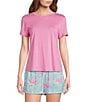 Color:Sweet Pea Pink - Image 1 - Solid Soft Knit Short Sleeve Crew Neck Coordinating Sleep Top