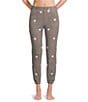 Jasmine & Ginger Staggered Hearts Print Brushed Knit Elastic Waist Coordinating Sleep Joggers, Color:Staggered Hearts - Image 1