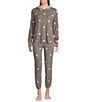 Jasmine & Ginger Staggered Hearts Print Brushed Knit Elastic Waist Coordinating Sleep Joggers, Color:Staggered Hearts - Image 3