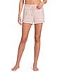 Jasmine & Ginger Striped Print Drawstring Coordinating Knit Lounge Sleep Shorts - Image 1