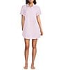 Jasmine & Ginger Striped Seersucker Short Sleeve Button-Front Nightshirt - Image 1
