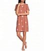 Jasmine & Ginger Tossed Stars Print Short Sleeve Crew Neck Knit Sleepshirt - Image 1
