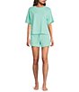 Jasmine & Ginger Washed French Terry Drawstring Tie Coordinating Sleep Short - Image 3