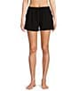 Color:Black Neon Embroidery - Image 1 - Woven Drawstring Tie Coordinating Sleep Shorts