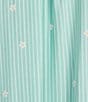 Jasmine & Ginger Woven Short Sleeve Button Front Collar Scattered Daisy Striped Sleepshirt - Image 3
