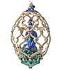 Jay Strongwater Holiday Collection Peacock Egg Glass Ornament - Image 2