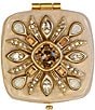 Jay Strongwater Schuyler Maltese Bejeweled Double-Sided Square Compact Mirror, Color:Golden - Image 1