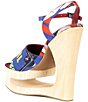 Jeffrey Campbell Flag-Girl Bad Girl Print Wooden Cutout Platform Wedge Sandals