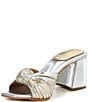 Color:Silver Gold - Image 4 - Melonger Metallic Leather Knot Mule Sandals