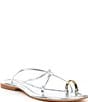 Color:Silver Gold - Image 1 - Pacifico Leather Toe Loop Flat Sandals