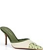 Jeffrey Campbell Parse Canvas Ostrich Embossed Pointed Cap Toe Dress Mules - Image 1