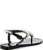 Color:Black Shiny - Image 2 - Pearlesque Flat Pearl Thong Sandals