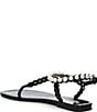 Color:Black Shiny - Image 3 - Pearlesque Flat Pearl Thong Sandals