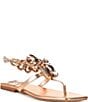 Color:Rose Gold - Image 1 - Ring On It Embellished Chain Thong Sandals