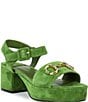 Color:Green Suede Gold - Image 1 - Timeless Suede Horse Bit Platform Sandals
