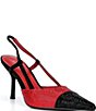 Jeffrey Campbell Vivid-J Rhinestone Pointed Cap Toe Slingback Pumps - Image 1