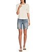 Color:Blossom - Image 3 - Jen7 By 7 For All Mankind Boyfriend High Rise Cut Off Hem Distress Shorts